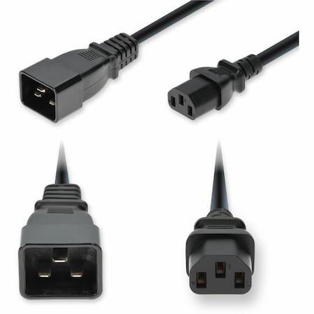 Add-On ADDON 6FT C20 MALE TO C13 FEMALE STANDARD COMMERCIAL TEMP 14 AWG 250V AT 15A PVC ADD-C202C13C14G6FBK