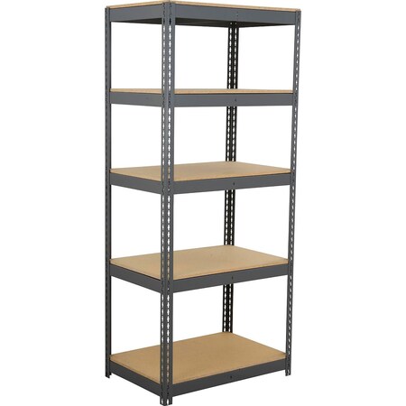 Global Industrial 5 Shelf, Heavy Duty Boltless Shelving, Starter, 42"W x 30"D x 72"H, Wood Deck B3164290