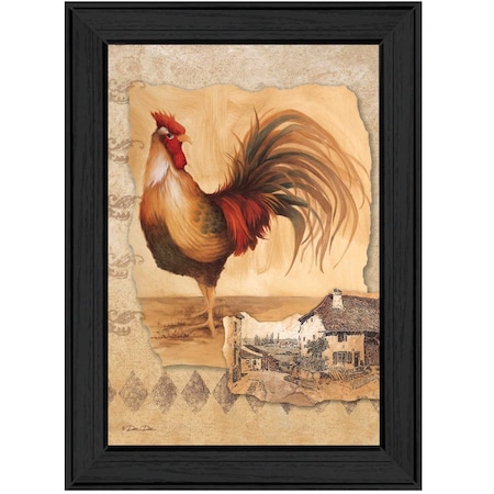 Homeroots Rooster Montage II Black Framed Print Wall Art 415345