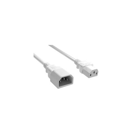 Cable Wholesale Computer / Monitor Power Extension Cord, White, C13 to C14, 10 Amp, 2 foot 10W1-02202WH