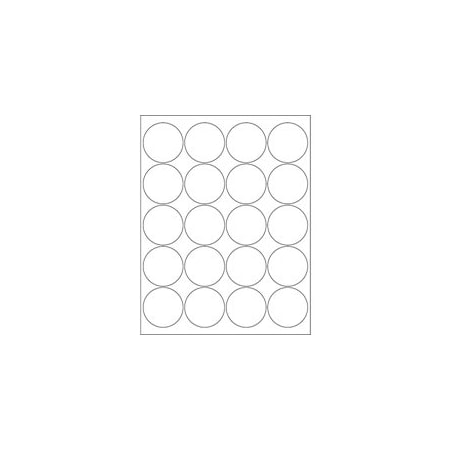 Bubblefast 2'' Glossy White Circle Laser Labels-20 Labels per Sheet BFLL302