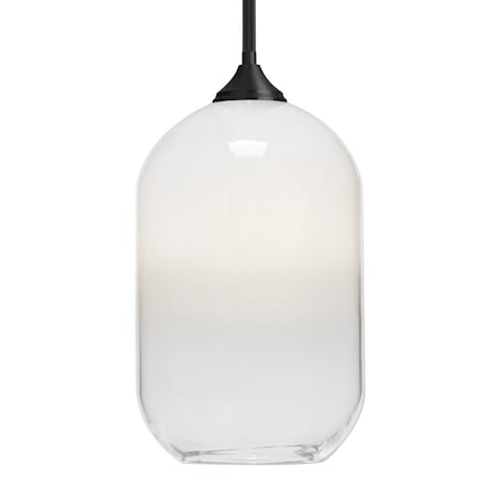 Besa Lighting Besa Omega 12 Stem Pendant, White/Clear, Black Finish, 1x 60W MAX E26 Base 1TT-OMEGA12WH-BK