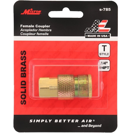 Milton T Style Automotive Coupler, 1/4" FNPT S-785