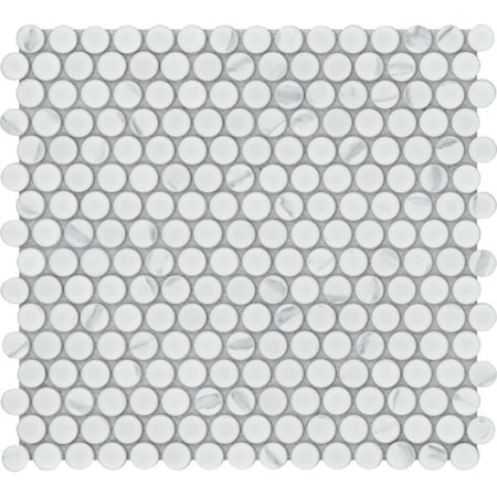 Emser Tile Elegan Series Porcelain Mosaic Tile, 12 in L Tile, 11 in W Tile, Pressed Edge, Calacata, 20PK W95ELEGCA1112MOPM
