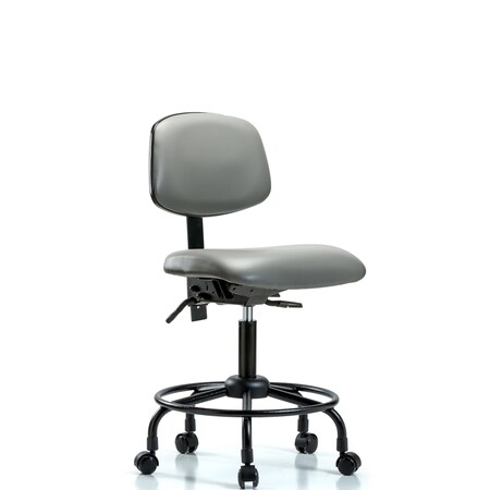 Blue Ridge Ergonomics Vinyl Chair, Desk, Round Tube Base, Tilt, Casters, Sterling BR-VDHCH-RT-T1-A0-RC-8840