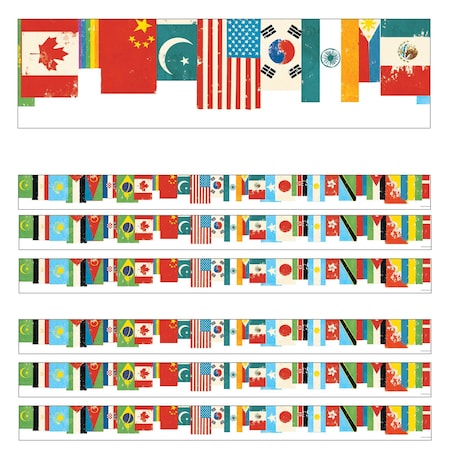 Carson Dellosa All Are Welcome Flags Straight Borders, 36 Feet Per Pack, 6PK 108441