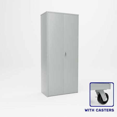 Pucel Heavy Duty Storage Cabinet with Casters, 36 in W x 90 in H x 19 in D, Light Blue HDSC-3684-19-4C