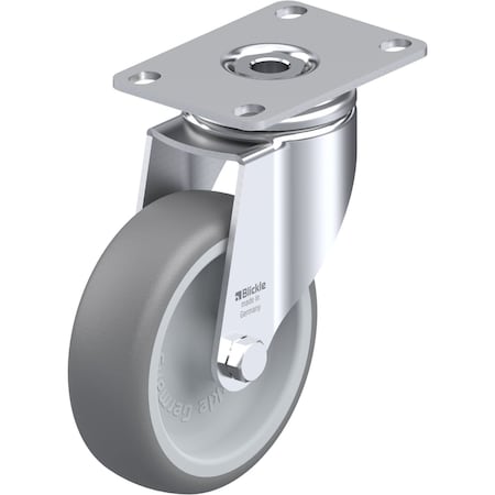 Blickle Swivel Plate Caster, TPR, 4", 240 lb., Caster Load Rating Range: Light-Duty LKPA-TPA 101G-12