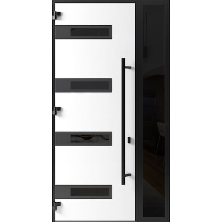 Vdomdoors Front Exterior Prehung Steel Door Ronex0131 Grey 96 Sidelight Exterior Window Sidelite Entry Metal RONEX0131EXD-GRE-W36+16xH96-RH-I