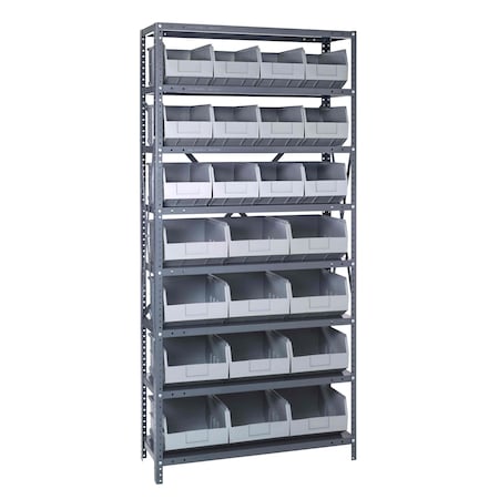 Quantum Storage Systems STEEL SHELVING UNIT W/ 24 BINS GRAY 2475-483485GY