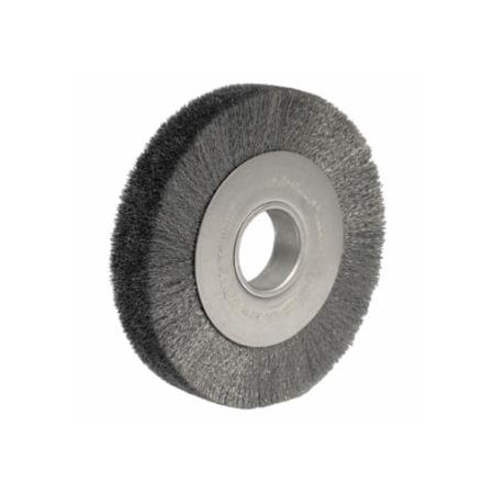 Weiler Wide-Face Crimped Wire Wheel, 8 in Dia. x 1 1/2 in W, 0.02 in Steel, 4,500 rpm 804-03160