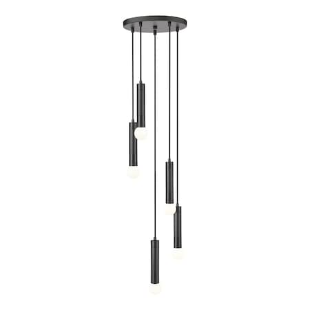 Z-Lite Stari 5-Light Chandelier, 12 in W, Matte Black 1956P-5R-MB