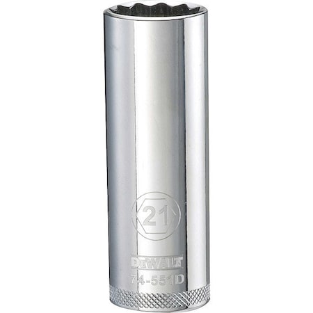 Dewalt Deep Socket, 1/2in, 12-Point, 21MM, DWMT74551OSP DWMT74551OSP