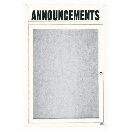 Aarco Outdoor Enclosed Bulletin Board w/ Al Frame Header, Powder Coated White, Neutral 48''Hx36''W ODCC4836RHW