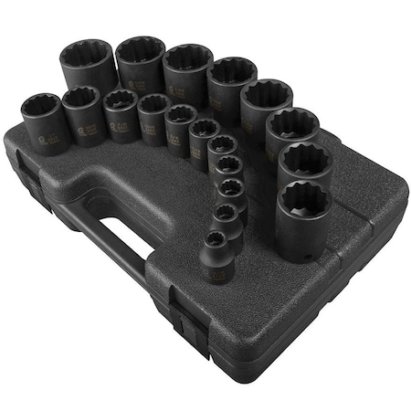Sunex 1/2 in Drive Sae 12 Point Standard 19-Piece Impact Socket Set 2819