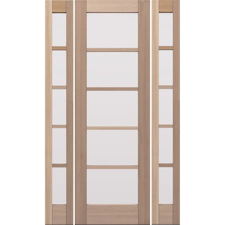 Doornmore G105, 61.25" x 98" ( 32" Door + 2x12" Side) Left Hand, Mahogany SDL 5 Lite Exterior Door G105-SW-3296-G105-SL_1-2_LI