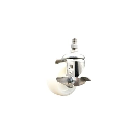 Service Caster 3 Inch 316SS Nylon Wheel Swivel 3/8 Inch Threaded Stem Caster with Brake SCC SCC-SS316TS20S314-NYS-TLB-381615