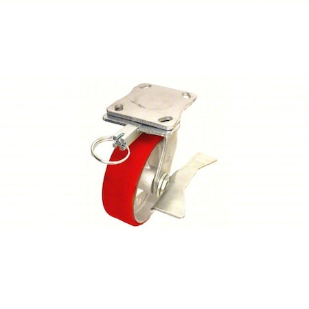 Zoro Select Plate Caster, Swivel, Polyurethane, 7 1/2"H P25S-UY060KP-16-WB-DL-001