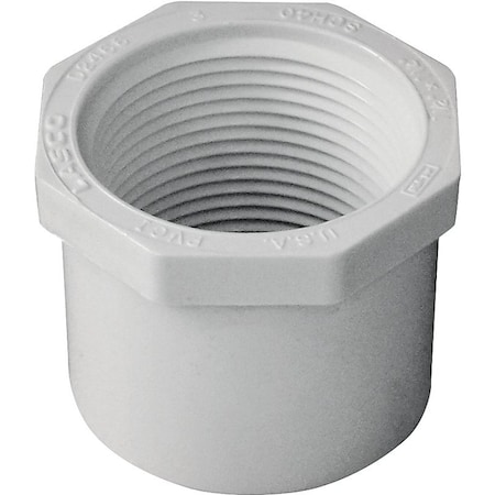 Lasco Reducing Bushing, 112 x 114 in, Spigot x FNPT, PVC, White, SCH 40 Schedule 438212BC