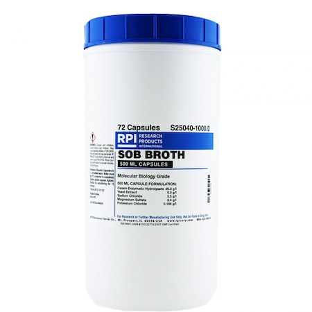 Rpi SOB Broth, 72 x 500ml Capsules, 1 Kilogram S25040-1000.0