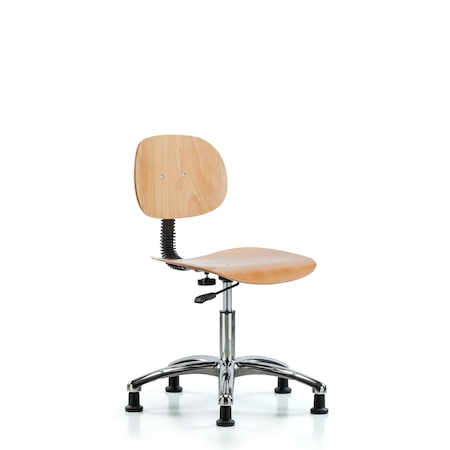 Blue Ridge Ergonomics Wood Stool Chrome - Desk Height with Stationary Glides WDHSO-CR-RG