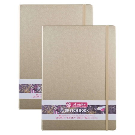 Talens Art Creation Sketchbook, 80 Sheets, 90lbs, White Gold Cover, 8.3'' x 11.7'' (A4), 2PK 9314143M