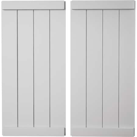 Ekena Millwork Rustic Four Board Joined Board-n-Batten Smooth Faux Wood Shutters w/End Batten, 22W x 30H, PR SHUBJE22X30SMPR