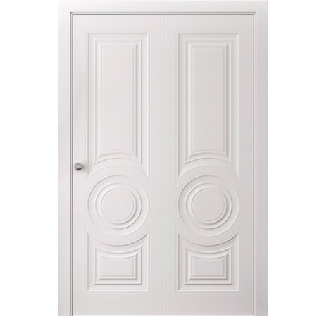 Sartodoors Sliding Closet Bi-fold Doors 56 x 80 inches, BASIC 9801 White, Sturdy Tracks Moldings Trims Hardwa BASIC9801BF-SKIN-56
