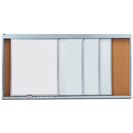 Aarco Horizontal Sliding Unit, w/ 4 Tracks, Green Porcelain Chalkboard Panel, 48''Hx96''W HSU48-4C
