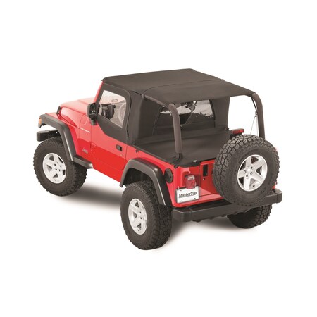 Mastertop Covers Rear Cargo Area, Black, MasterTwill Fabric, With Rear Zip Down Window Wind Stopper,  14450024