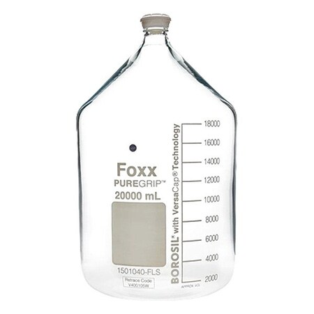 Zoro Select Media Bottle, Borosilicate Glass, 503 mm H 48R-D400-FLS