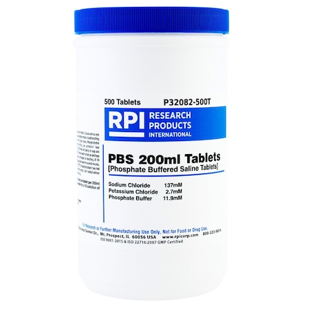 Rpi PBS Phosphate Buffered Saline 200ml Tablets, 500 Tablets per Bottle P32082-500T