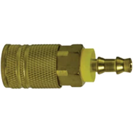 Midland Industries Industrial Interchange Push-On Hose Coupler, 1/4-in Body, 3/8-in Push-On Hose Barb, Brass 28566