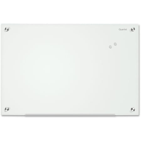 Quartet Dry Erase Board, Glass, 48 in, 72 in, No Frame Frame, White, Gloss G7248W-A