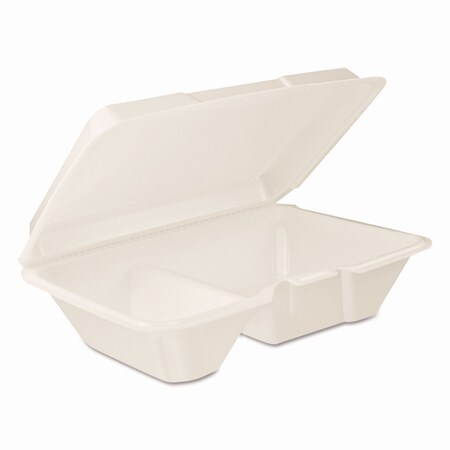 Dart Hinged Lid Carryout Container, White, 9 1/3 x 2 9/10 x 6 2/5, PK200 205HT2