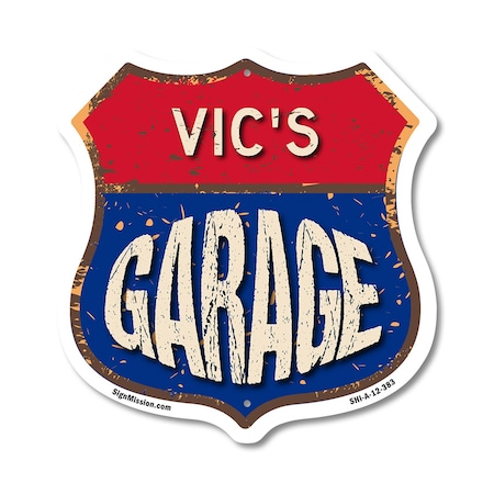 Signmission Vic's Garage, 12 Inch X 12 Inch, Aluminum Metal Sign SHI-A-12-383-VIC