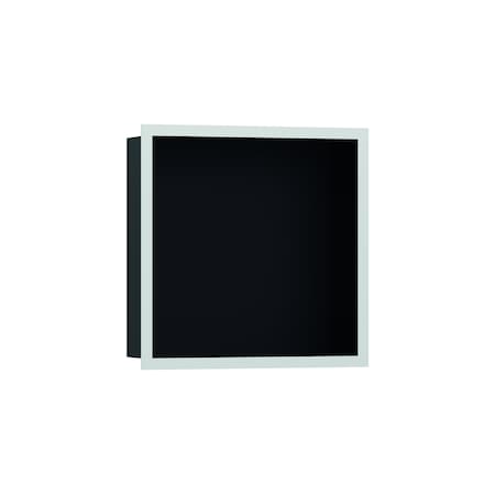 Hansgrohe XtraStoris Individual Wall Niche Matte Black with Design Frame 12"x 12"x 4" in Matte White 56098700