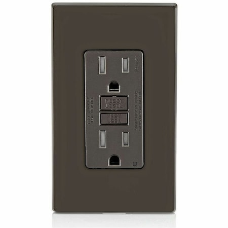 Leviton GFIRcptcl, 15A, 125VAC, Brn, Polycarbonate GFTR1
