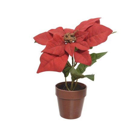 Decoris Red Poinsettia with Pot Table Decor 8 in. 627877