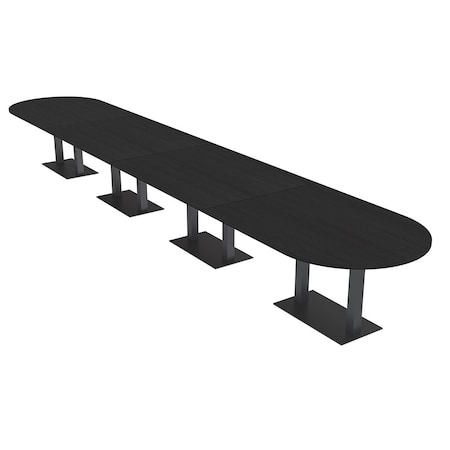 Skutchi Designs Racetrack Conference Table With Power Unit, 48 in W, 240 in L, Black HAR-RAC-48X240-DOU.BK-U999ST19-NA