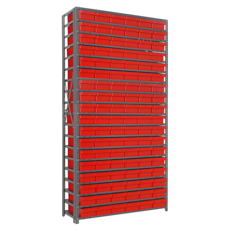 Quantum Storage Systems 19 SHELF OPEN UNIT W/108 RED BINS 1275-401RD