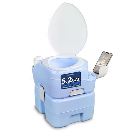 Serenelife 5.3 Gal Portable Camping Toilet For Adults, 100+ Flushes Porta Potty Camp Toilet with Phone Holder SLCATL380