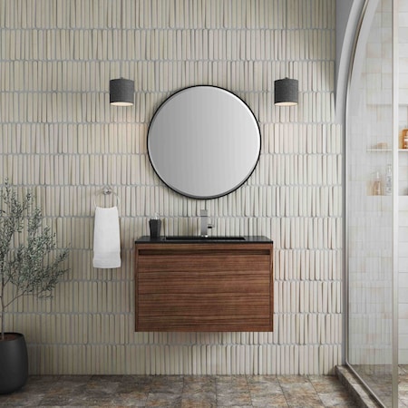 James Martin Vanities 31.5'' Single Vanity, Mid-Century Walnut w/ Charcoal Black Composite Stone Top 805-V31.5-WLT-CH