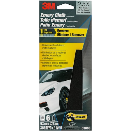 3M Emery Cloth Assort 03008, 3-2/3 in x 9 in, 6 Sheet/Pack, 20PK 3008