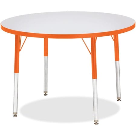 Jonti-Craft Berries Round Activity Table, 36 in. Diameter, A-height, Freckled Gray/Orange/Gray 6488JCA114