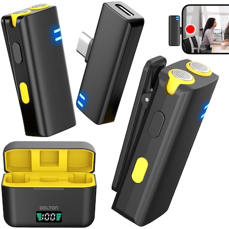 Delton Two Wireless Lavalier Microphones and USB-C Receiver - Black M27