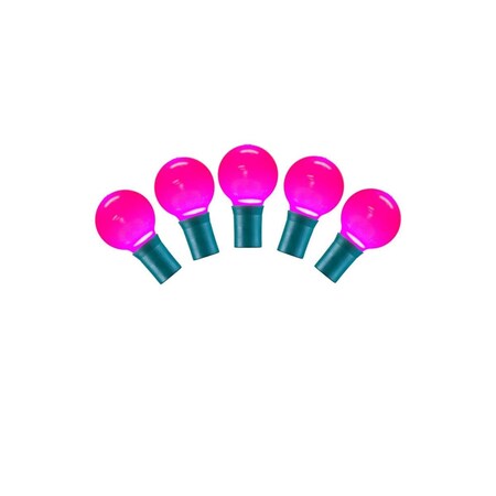 Vickerman 25 Light Pink G30 LED Light on Green Wire with 8 in. Spacing & 16 ft. Christmas Light Strand, 12PK X8GCG40