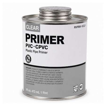 Supplygiant 16 oz Clear PVC/CPVC Primer Cement Ind. Grade Low-VOC Fast Acting Primer Glue for Pipe & Fittings SWQSN-38DMS