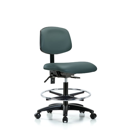 Blue Ridge Ergonomics Chair, Vin, Med Bench, Tilt CF Casters, Blu, No Arms, 22" to 29" Height, Colonial Blue BR-VMBCH-RG-T1-A0-CF-RC-8546