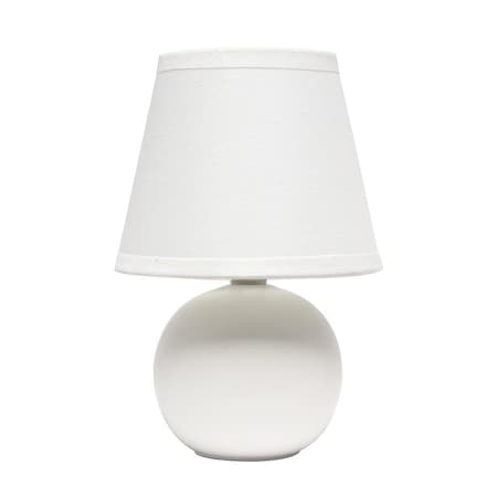 Homeroots 9" Off White Ceramic Round Table Lamp With Off White Drum Shade 642880